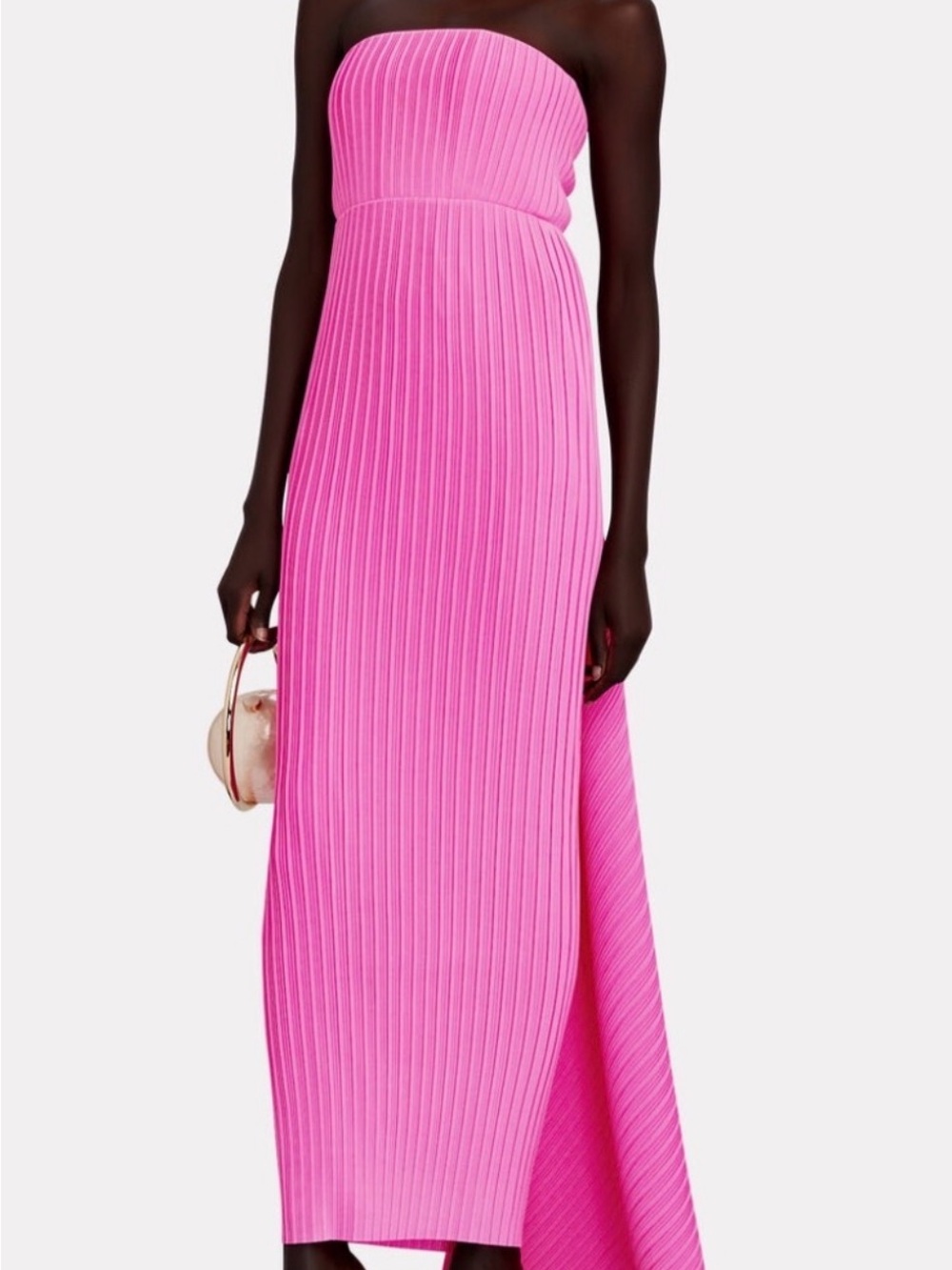 Solace London Harlee Pleated Chiffon Maxi Dress In Hot Pink